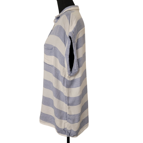 Rails Striped Button Collar Cap Sleeve Beachy Coastal Nautical Fisherman Blue - Picture 8 of 14